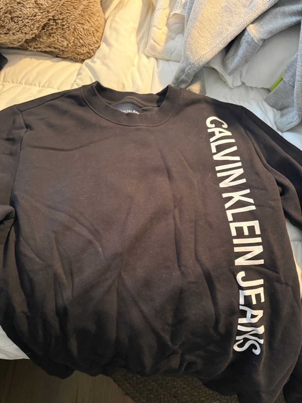 Calvin Klein Jeans Black Sweatshirt with White Side Logo